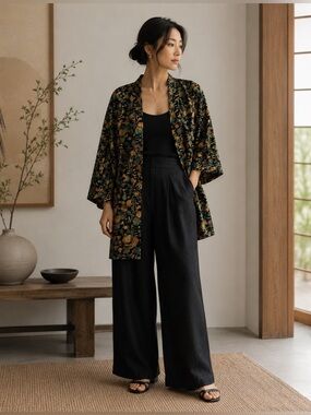 Vintage Japanese Haori | Floral Kimono Jacket | Boho Luxe